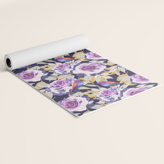 Bird in the rose bush D Yoga Mat Gallery Image 2