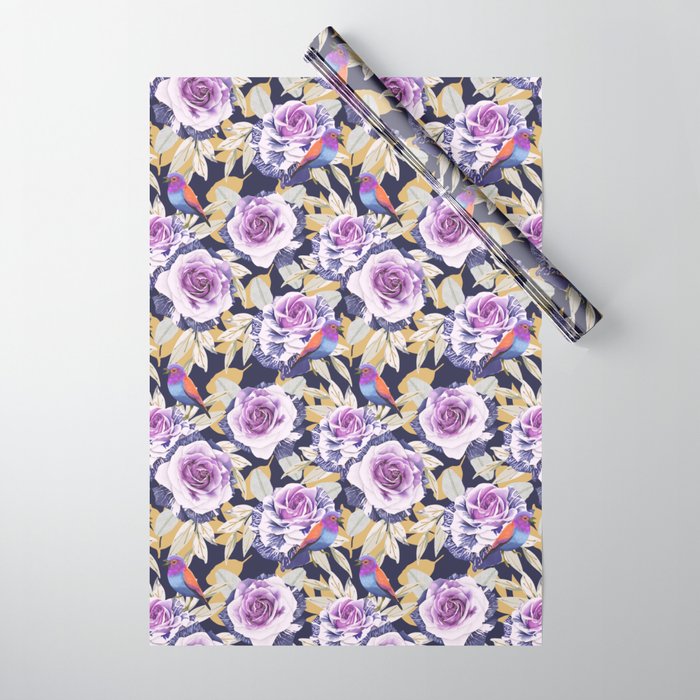 Bird in the rose bush D Wrapping Paper Gallery Image 1