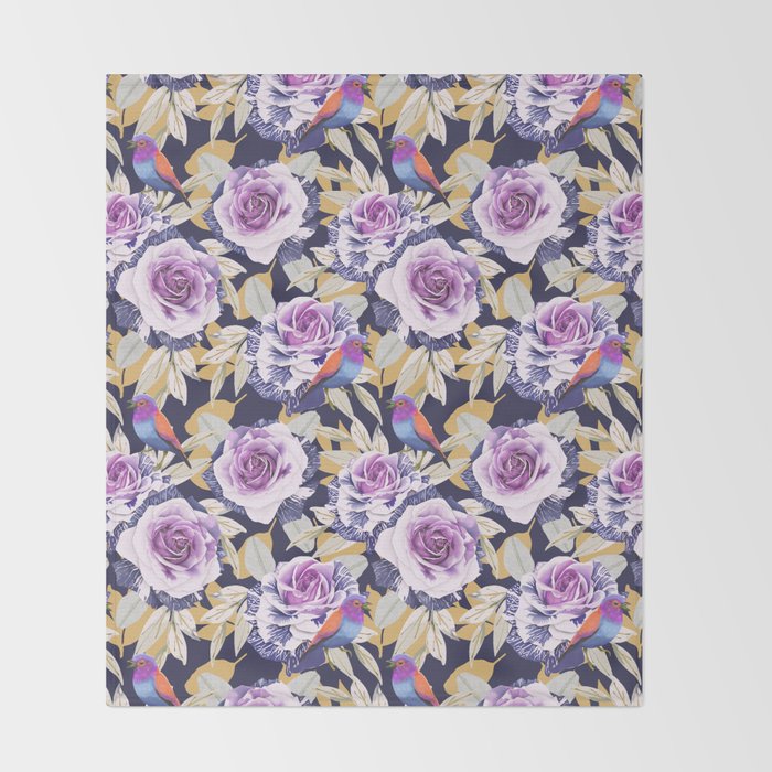 Bird in the rose bush D Throw Blanket Gallery Image 2