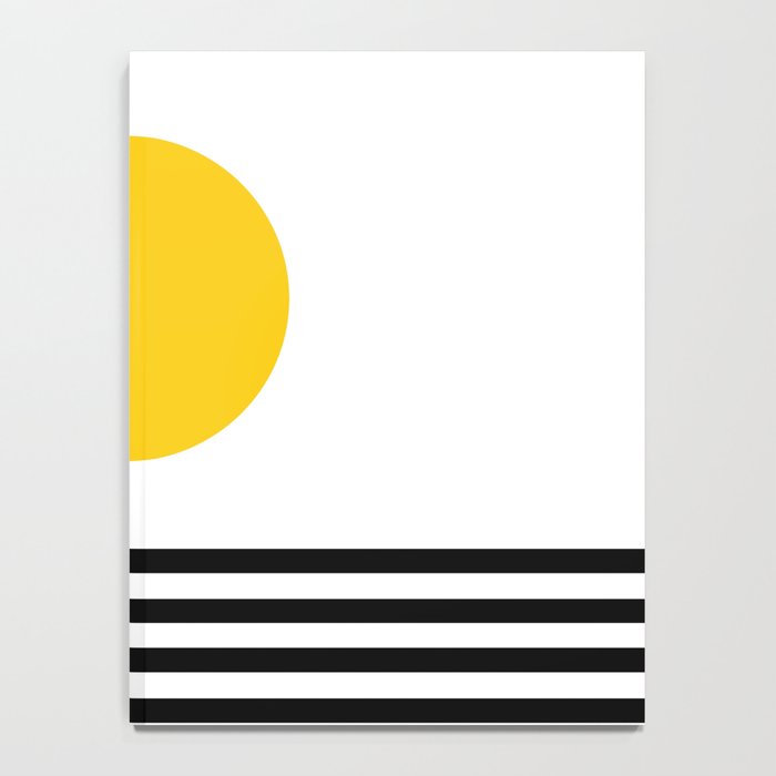 Midcentury Yellow Minimalist Sunset With Black Stripes Notebook Gallery Image 4