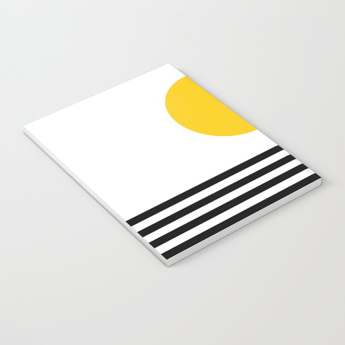 Midcentury Yellow Minimalist Sunset With Black Stripes Notebook Gallery Image 3