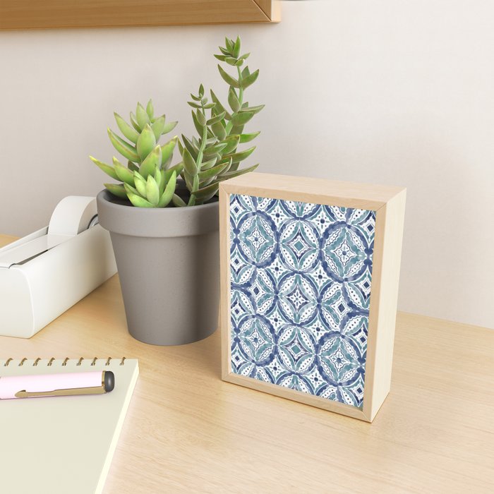 Boho Indigo Damask B Mini Art Print Gallery Image 2