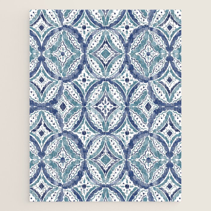 Boho Indigo Damask B Jigsaw Puzzle Gallery Image 1