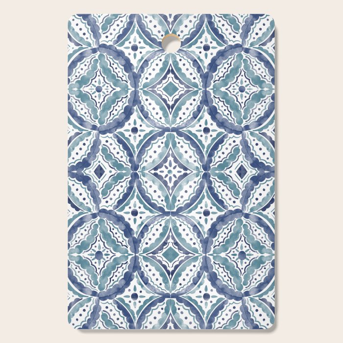 Boho Indigo Damask B Cutting Board Gallery Image 1