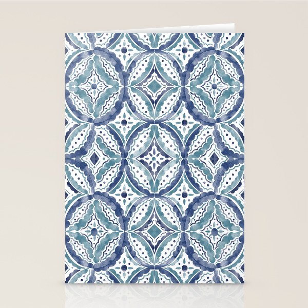 Boho Indigo Damask B Stationery Card Gallery Image 2