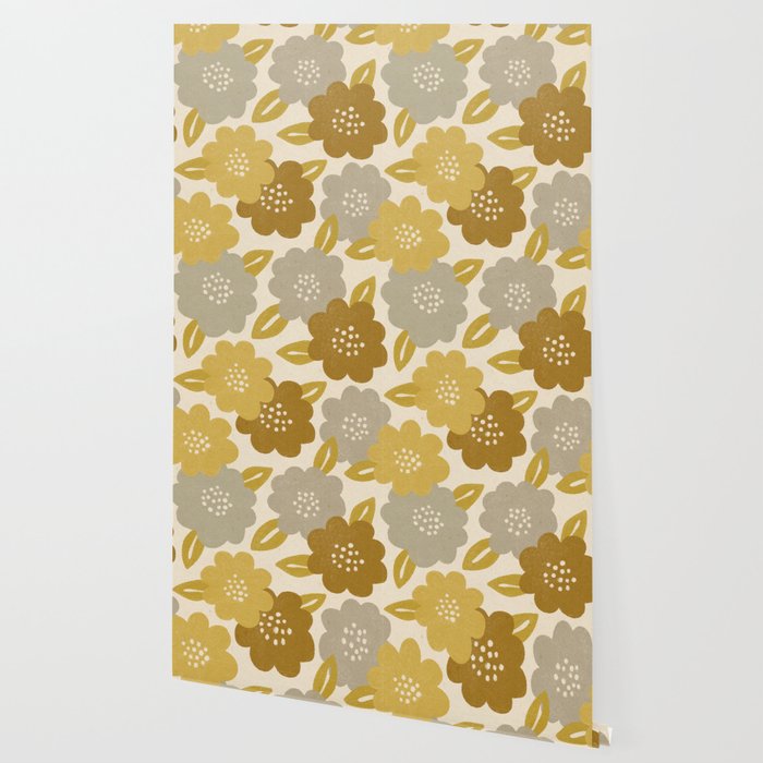 Warm Neutral Floral Pattern Wallpaper Gallery Image 2