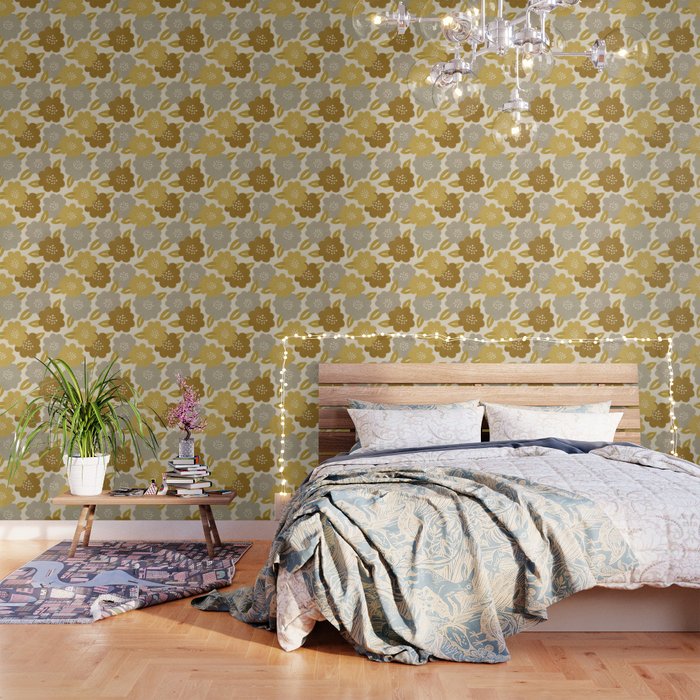 Warm Neutral Floral Pattern Wallpaper Gallery Image 3