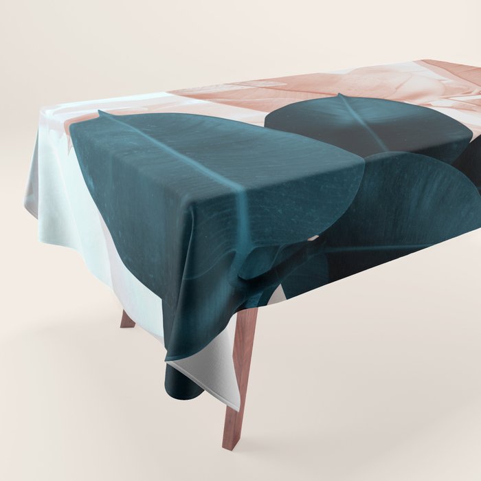 Blush & Blue Leaves Tablecloth Gallery Image 1