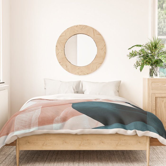 Blush & Blue Leaves Duvet Cover Gallery Image 3