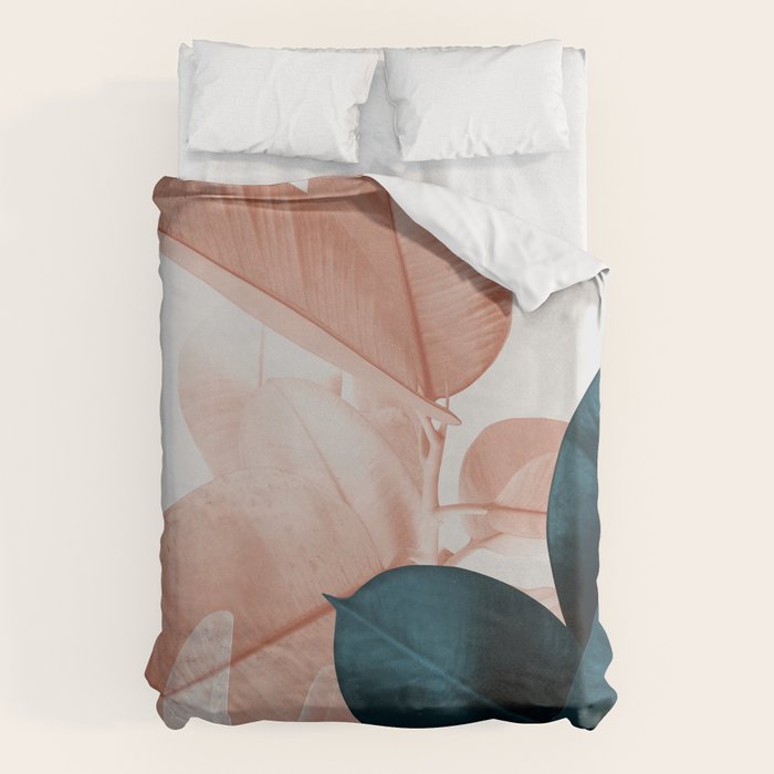 Blush & Blue Leaves Duvet Cover Gallery Image 6