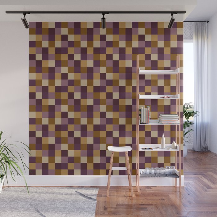 Bold Autumn Checks Pattern - Small XII Wall Mural Gallery Image 1