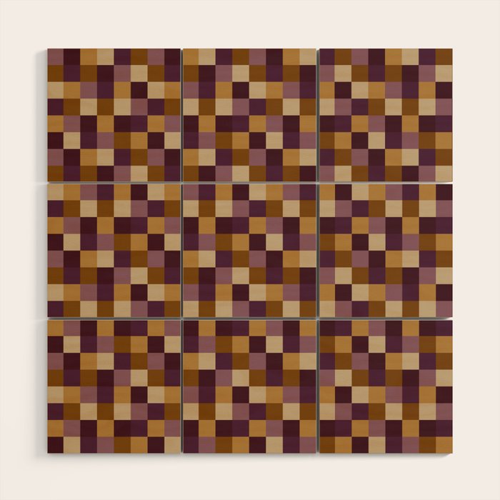 Bold Autumn Checks Pattern - Small XII Wood Wall Art Gallery Image 1