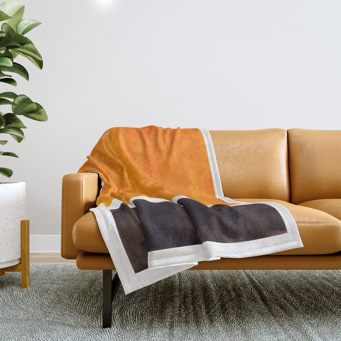 Minimalist Mid Century Modern Color Block Pop Art Rothko Inspired Golden Yellow Black Squares Throw Blanket Gallery Image 1