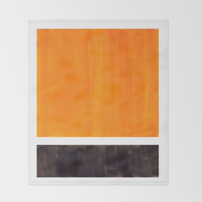 Minimalist Mid Century Modern Color Block Pop Art Rothko Inspired Golden Yellow Black Squares Throw Blanket Gallery Image 2