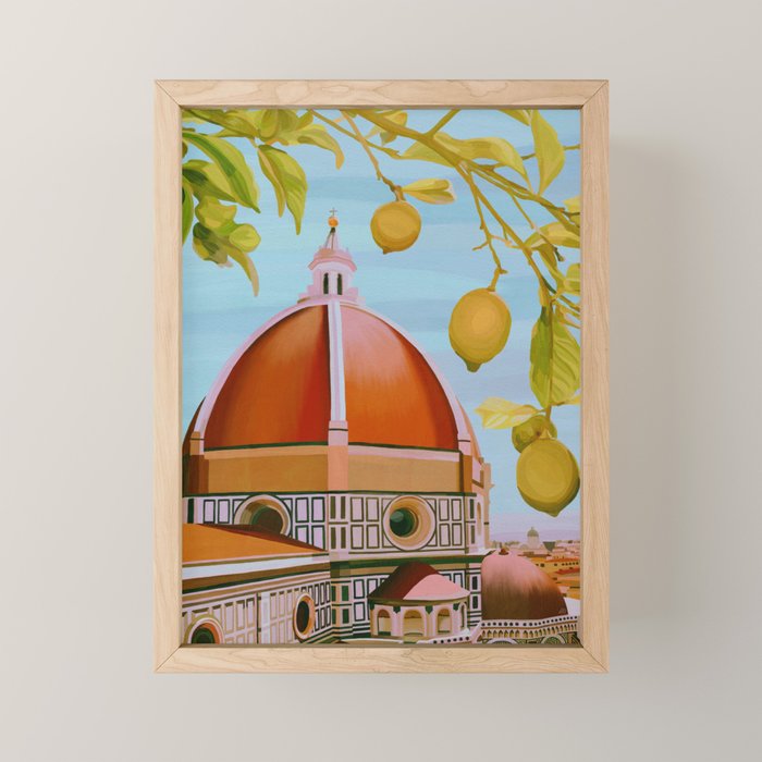 Lemons Overlooking The Duomo in Florence Italy Mini Art Print Gallery Image 1