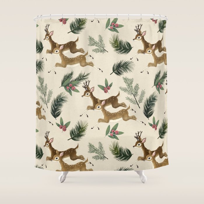 winter deer // repeat pattern Shower Curtain Gallery Image 1