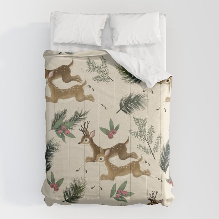 winter deer // repeat pattern Comforter Gallery Image 6