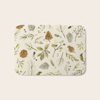 Christmas holiday botanical Pinecones and Holly Ecru Gold Bath Mat Gallery Image 1