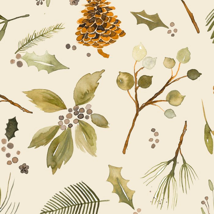 Christmas holiday botanical Pinecones and Holly Ecru Gold Coffee Mug Gallery Image 2