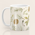 Christmas holiday botanical Pinecones and Holly Ecru Gold Coffee Mug Gallery Image 3