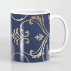 Elegant navy blue gold glitter floral damask Coffee Mug Gallery Image 1