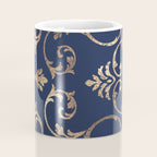 Elegant navy blue gold glitter floral damask Coffee Mug Gallery Image 4
