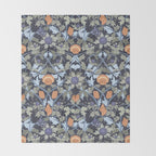 Beach thistle and shells dark navy Throw Blanket Gallery Image 2