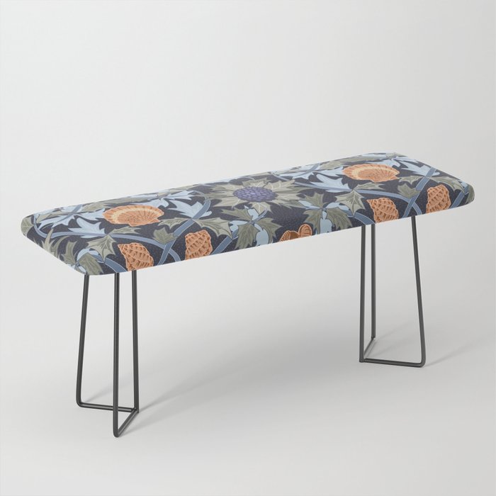 Beach thistle and shells dark navy Bench Gallery Image 1