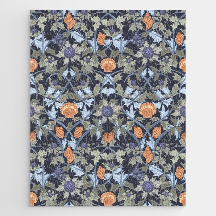 Beach thistle and shells dark navy Jigsaw Puzzle Gallery Image 1