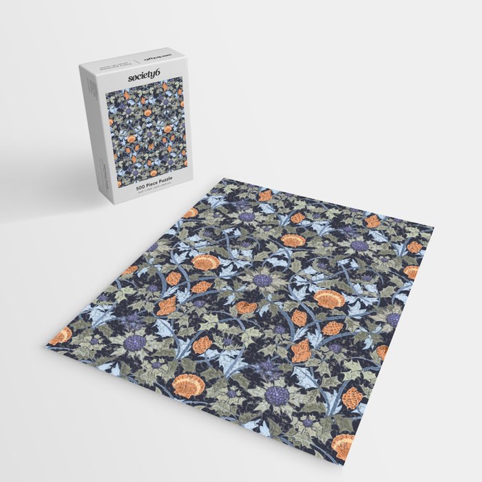 Beach thistle and shells dark navy Jigsaw Puzzle Gallery Image 2