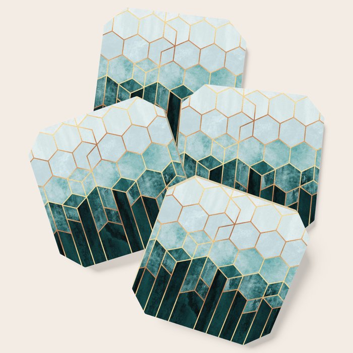 Teal Hexagons Coaster Gallery Image 1