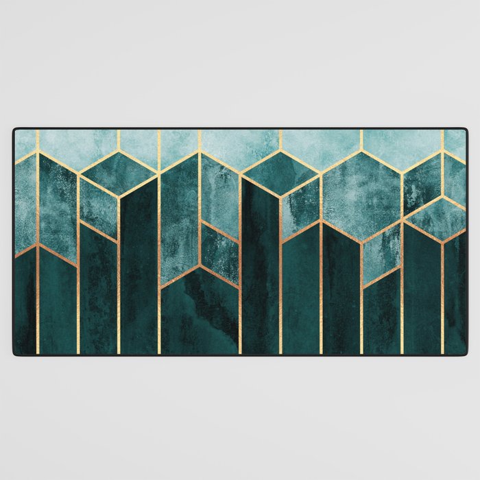 Teal Hexagons Desk Mat Gallery Image 3