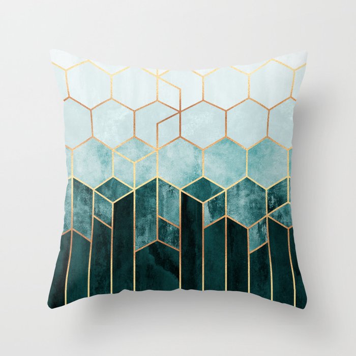 Teal Hexagons Throw Pillow Gallery Image 6
