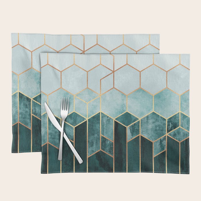 Teal Hexagons Placemat Gallery Image 1