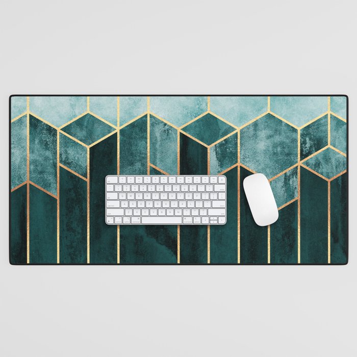 Teal Hexagons Desk Mat Gallery Image 1