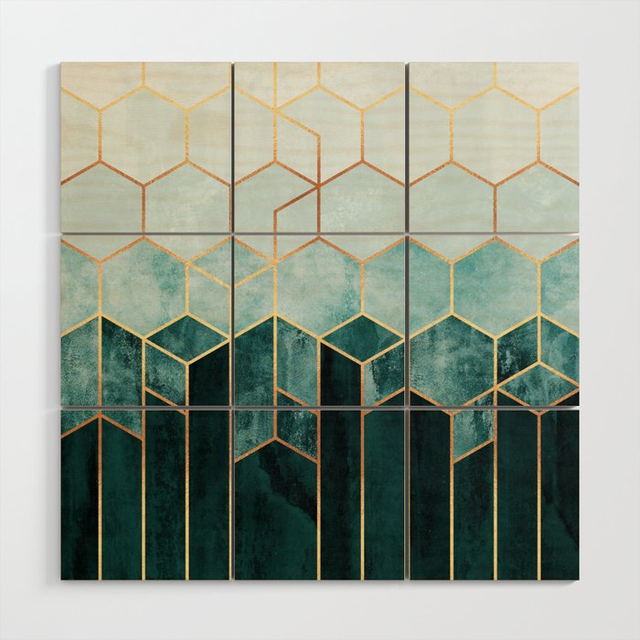 Teal Hexagons Wood Wall Art Gallery Image 1