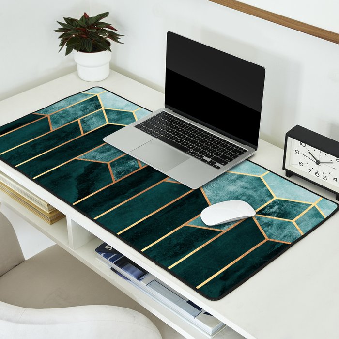 Teal Hexagons Desk Mat Gallery Image 2