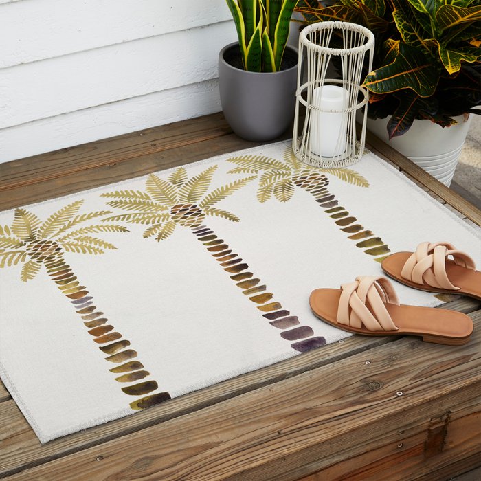 Mediterranean Palm Trees - Gold Palette Outdoor Rug Gallery Image 2