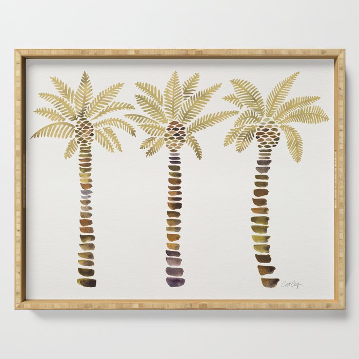 Mediterranean Palm Trees - Gold Palette Serving Tray Gallery Image 1
