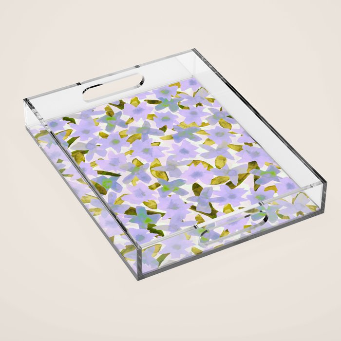 Lilac Watercolor Garden Acrylic Tray Gallery Image 1