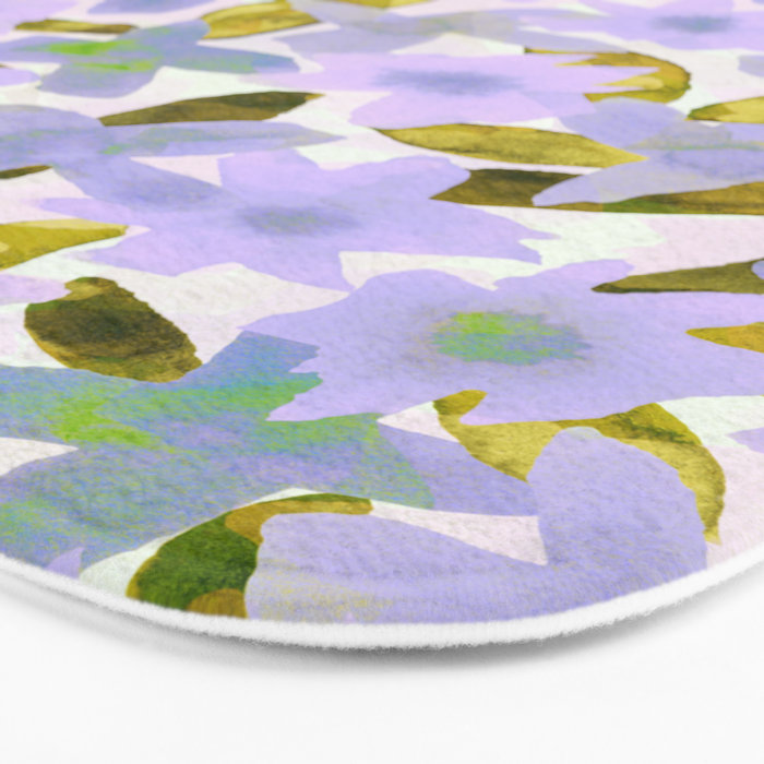 Lilac Watercolor Garden Bath Mat Gallery Image 3