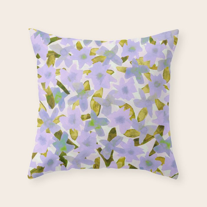 Lilac Watercolor Garden Throw Pillow Gallery Image 6