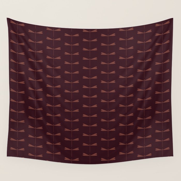 Dragonfly Pattern III Dark Red Wall Tapestry Gallery Image 4