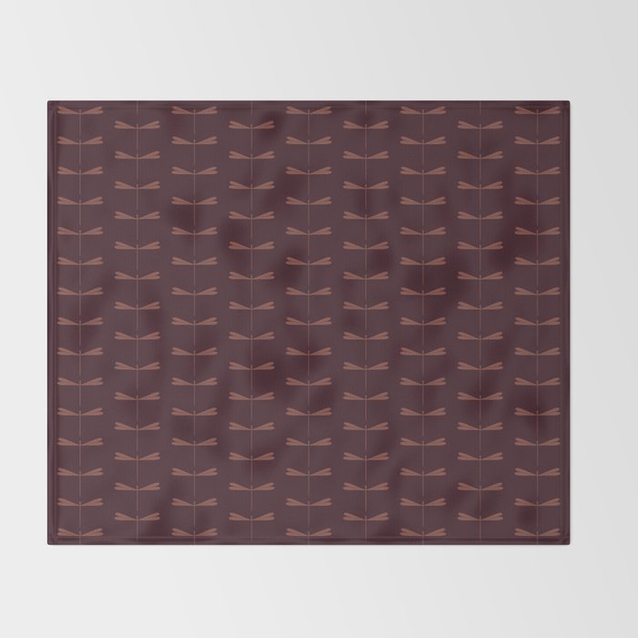 Dragonfly Pattern III Dark Red Throw Blanket Gallery Image 2