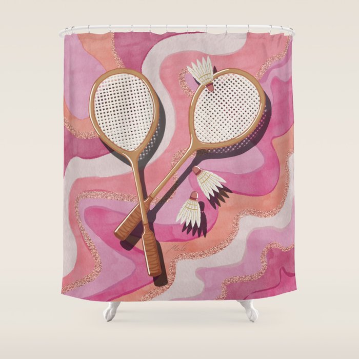 Badminton Retro Swirls Shower Curtain Gallery Image 1