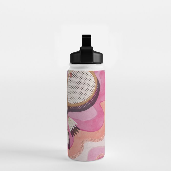Badminton Retro Swirls Water Bottle Gallery Image 2