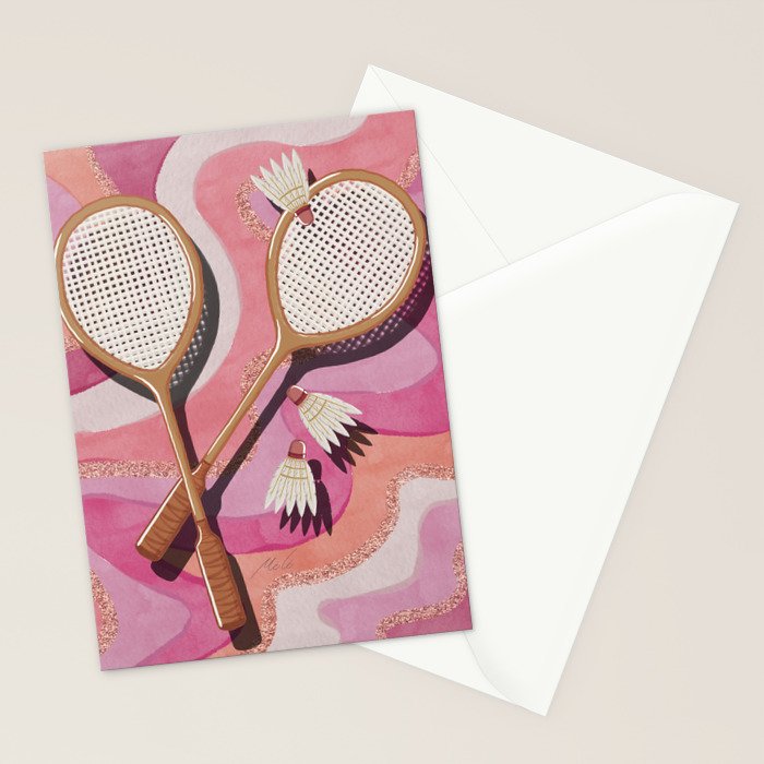 Badminton Retro Swirls Stationery Card Gallery Image 2