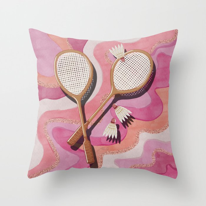 Badminton Retro Swirls Throw Pillow Gallery Image 6