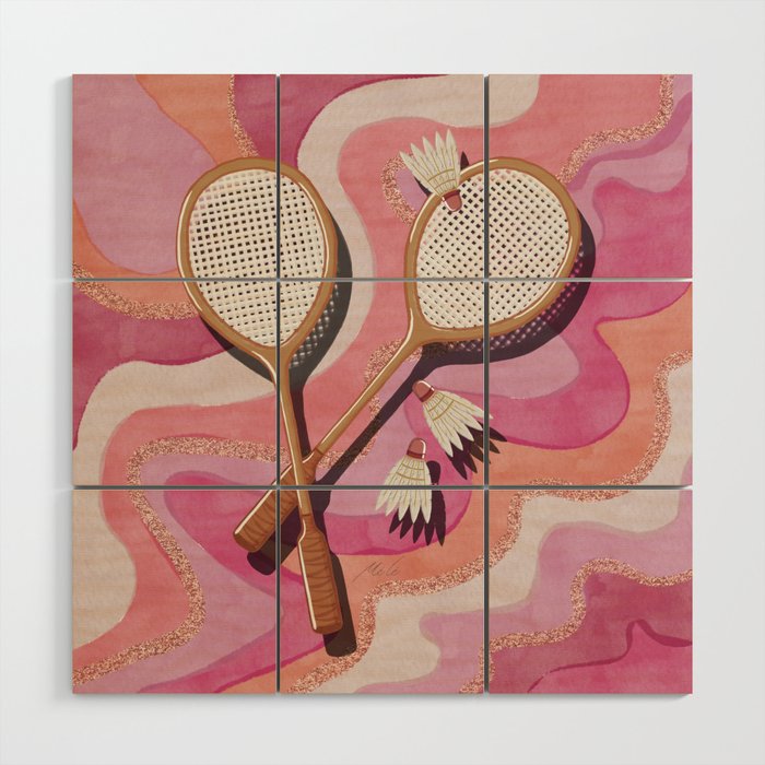Badminton Retro Swirls Wood Wall Art Gallery Image 1