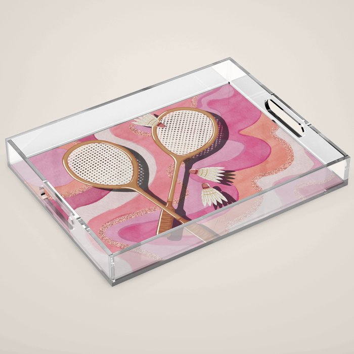 Badminton Retro Swirls Acrylic Tray Gallery Image 1